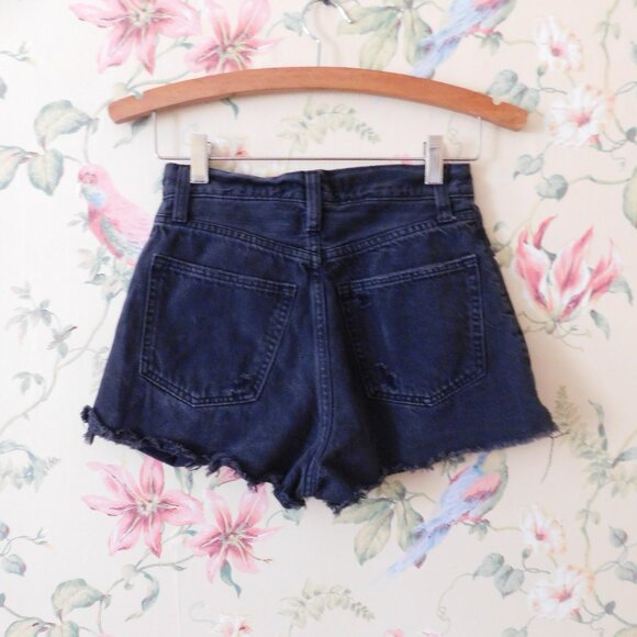 🦌 Abercrombie & Fitch Distressed Ripped Black Shorts - Picture 9 of 14